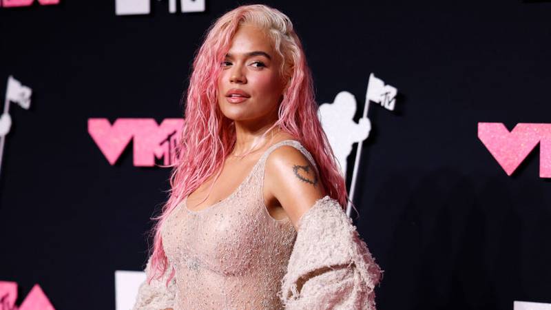 NEWARK, NEW JERSEY - SEPTEMBER 12: Karol G attends the 2023 Video Music Awards at Prudential Center on September 12, 2023 in Newark, New Jersey. (Photo by Jason Kempin/Getty Images for MTV)